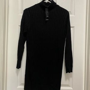 BOOHOO Petite Rib Roll Neck Sweater Dress